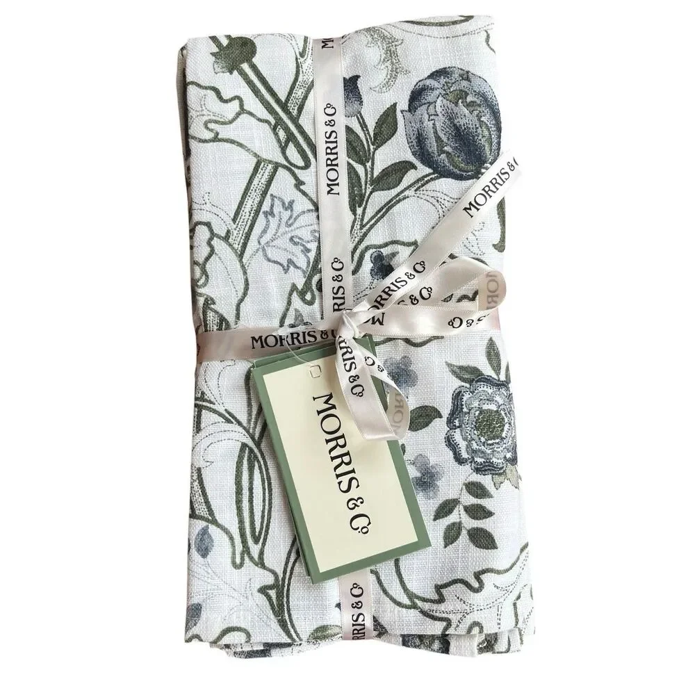 William Morris & Co set of 8 Mary Isobel Floral Table Napkins Cotton 20x20 NEW
